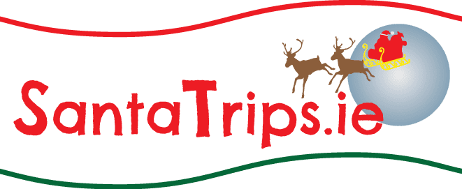 SantaTrips.ie official logo featuring Santa in a sleigh with reindeer and festive red and green waves.